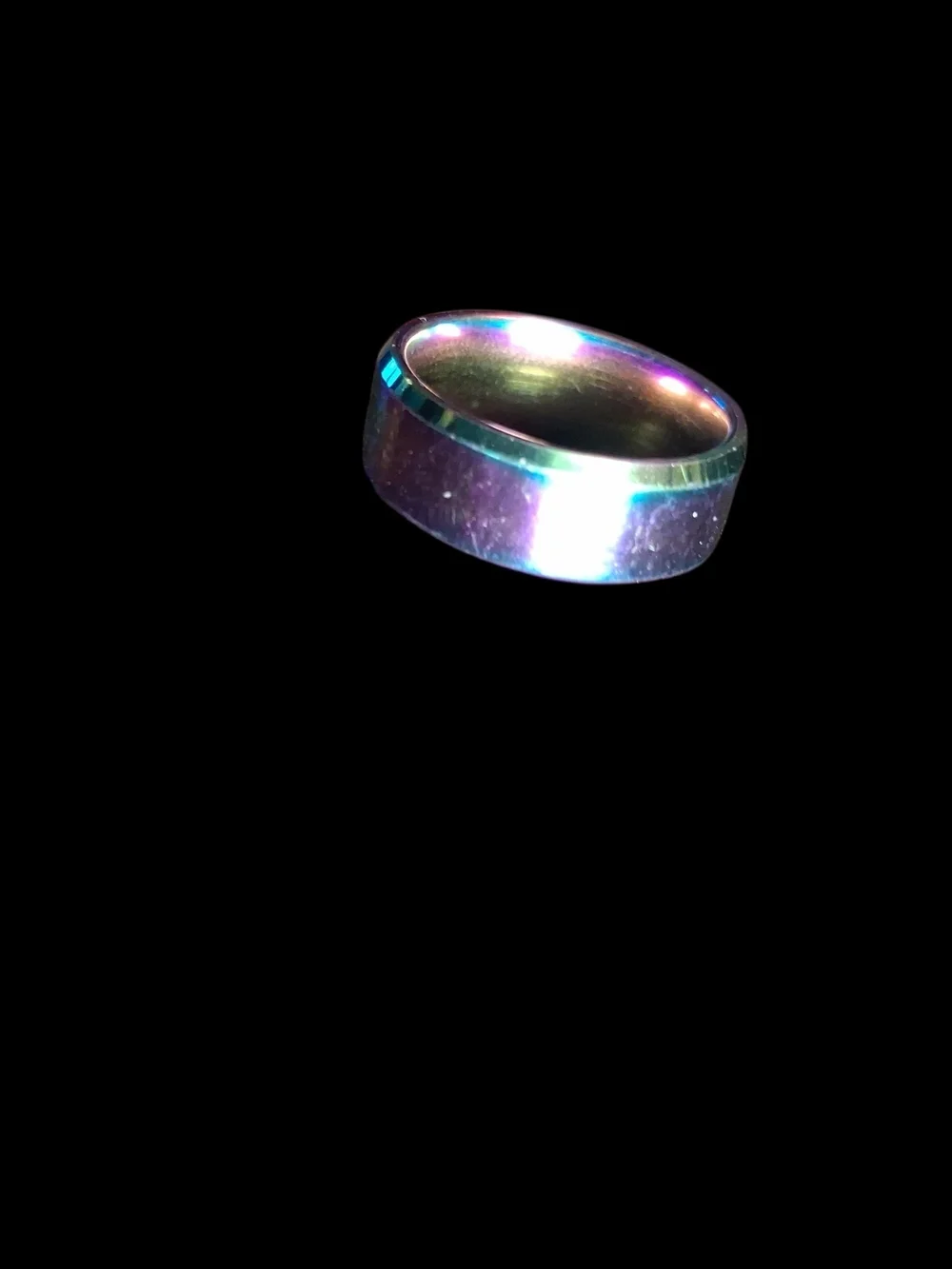 Iridescent Rainbow Stainless Steel Band Ring Wedding Engagement